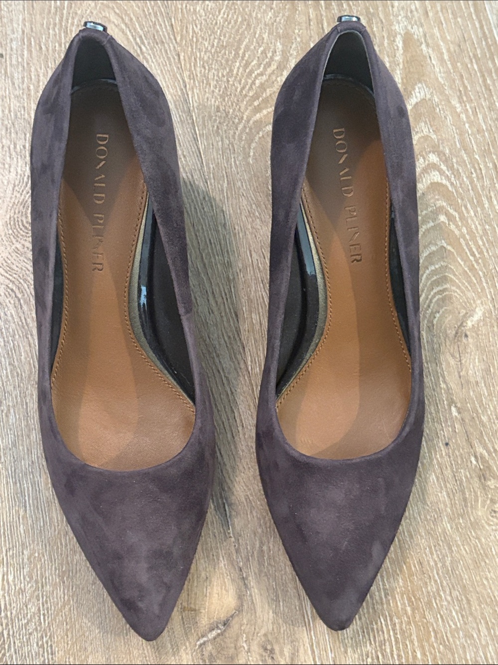 Donald J. Pliner Purple/Brown Suede Pointed Toe Pumps
